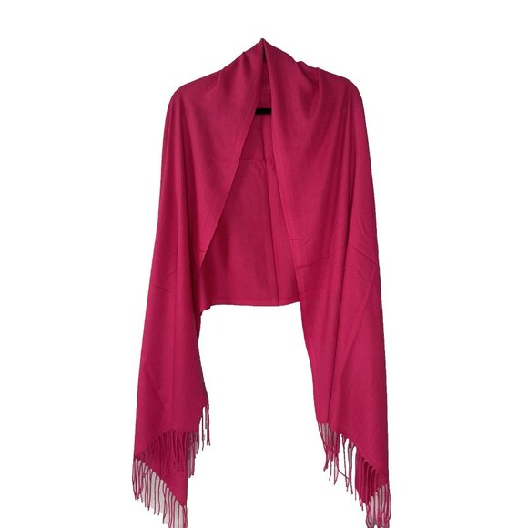 Pashmina Womens Deep Pink Scarf Wrap 74x27 Vibrant Boho Chic Layering Essentials - Picture 1 of 11